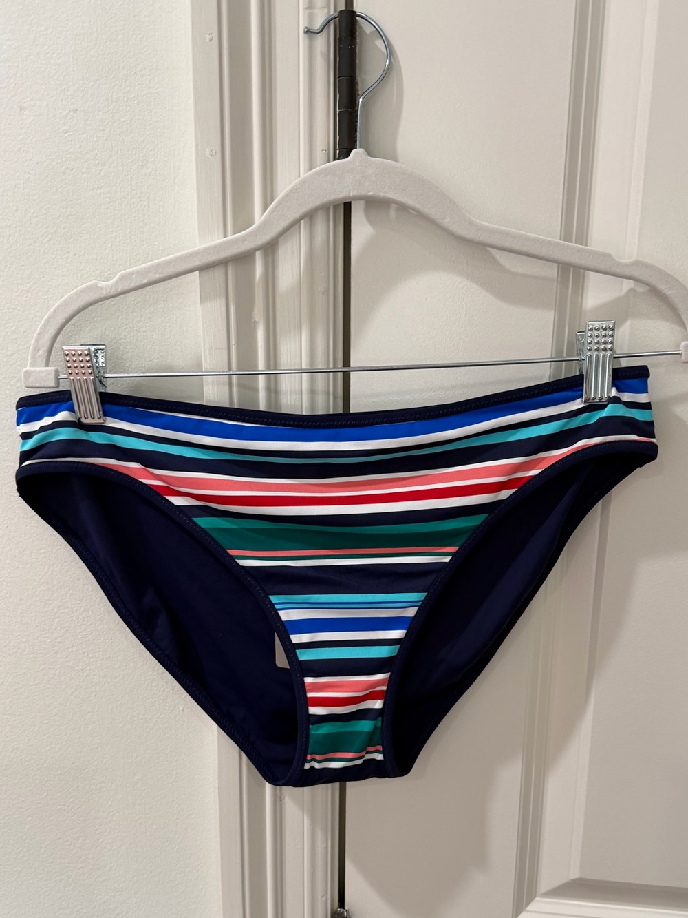 NWT Tommy BahamaFete Navy Multicolor Striped Reversible Bikini Bottom SPF Sz XL